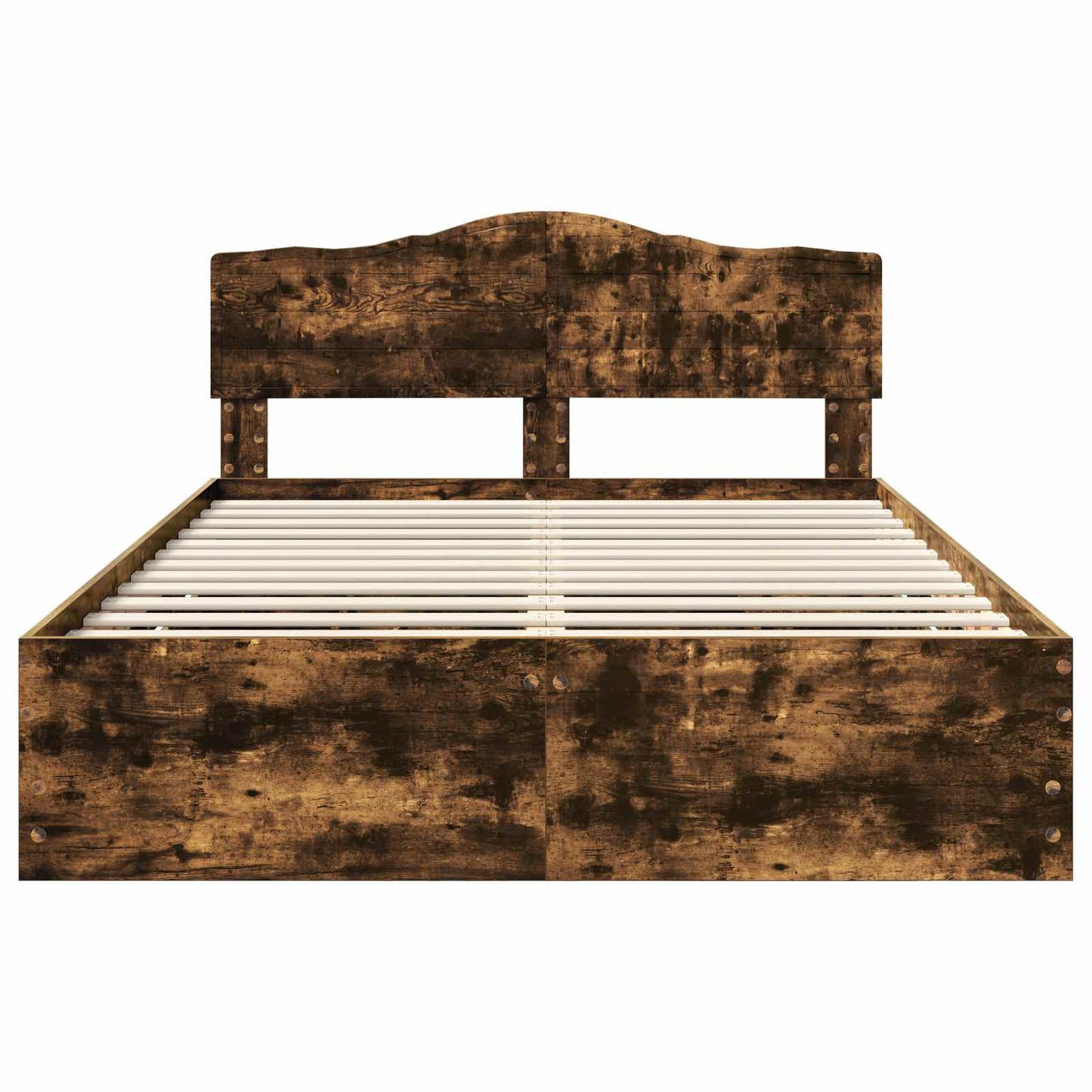 vidaXL Σκελετός Κρεβατιού Καπνιστό Δρύς 150 x 200 cm Μηχανήματος Ξύλο
