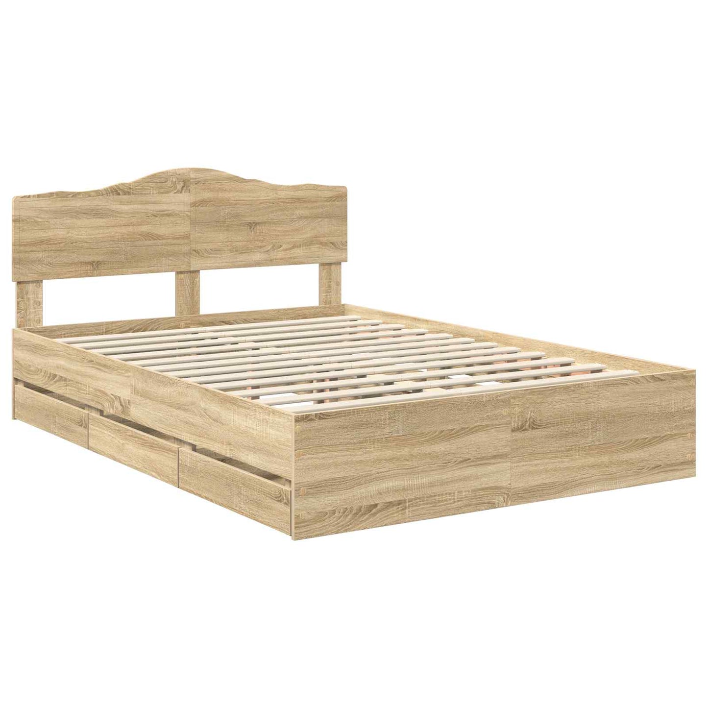 vidaXL Σκελετός Κρεβατιού Δρύς Sonoma 140 x 190 cm Μηχανήματος Ξύλο
