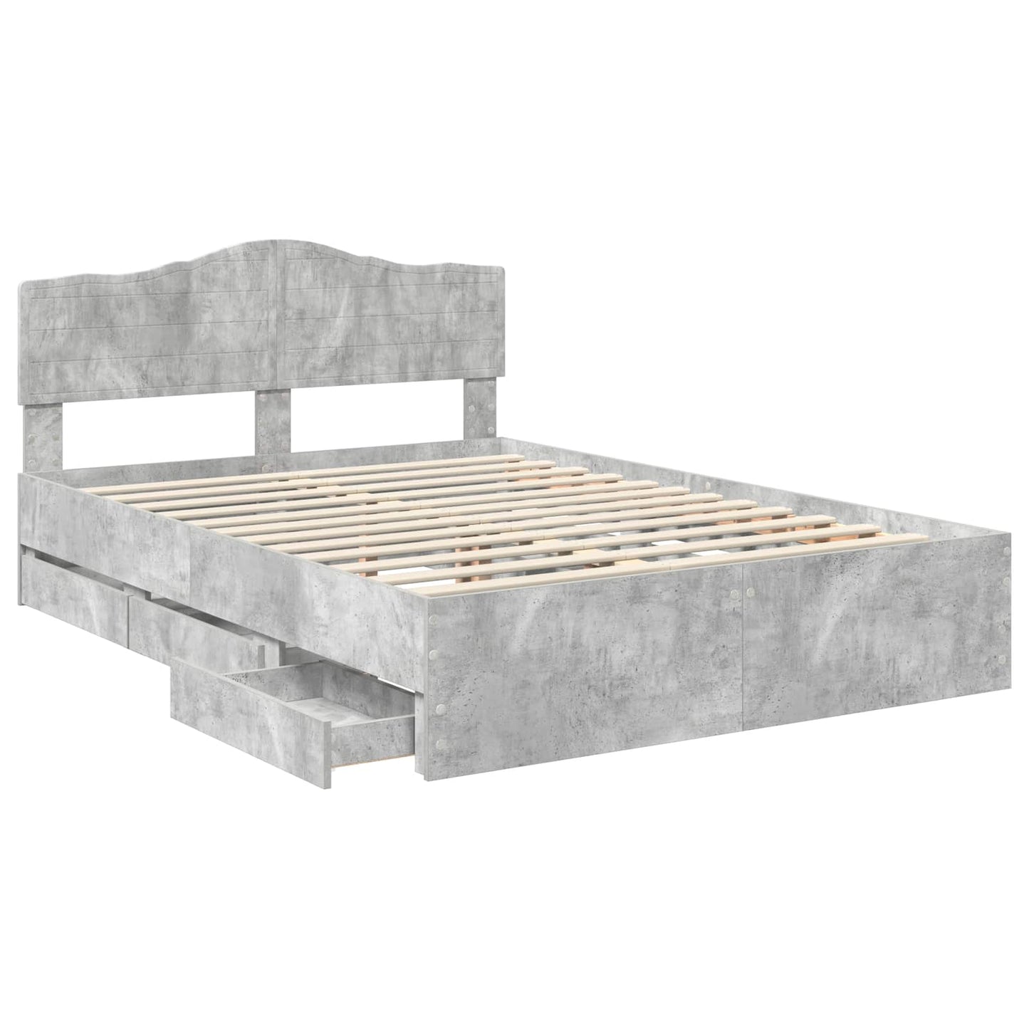 vidaXL Σκελετός Κρεβατιού Σκυρόδεμα Γκρι 140 x 190 cm Μηχανήματος Ξύλο