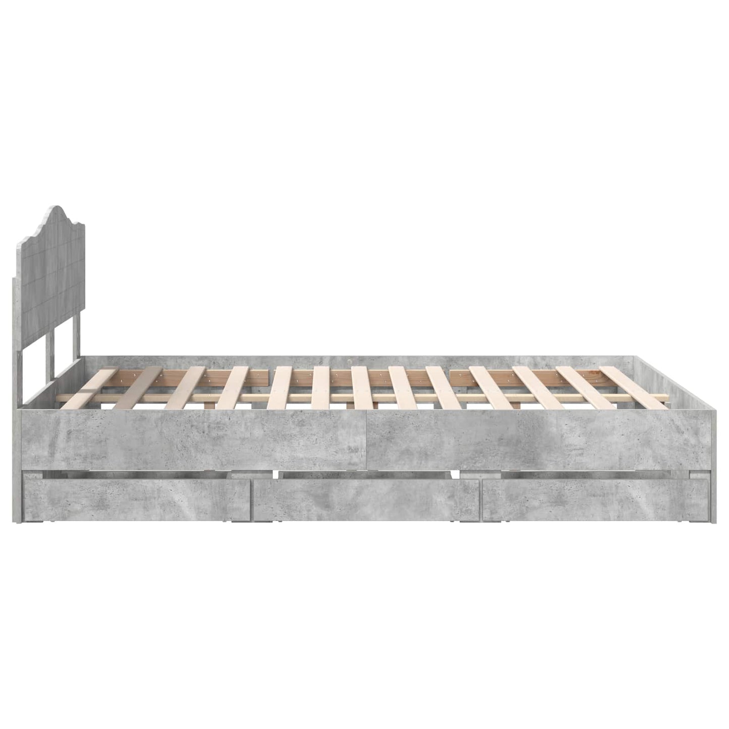 vidaXL Σκελετός Κρεβατιού Σκυρόδεμα Γκρι 140 x 190 cm Μηχανήματος Ξύλο