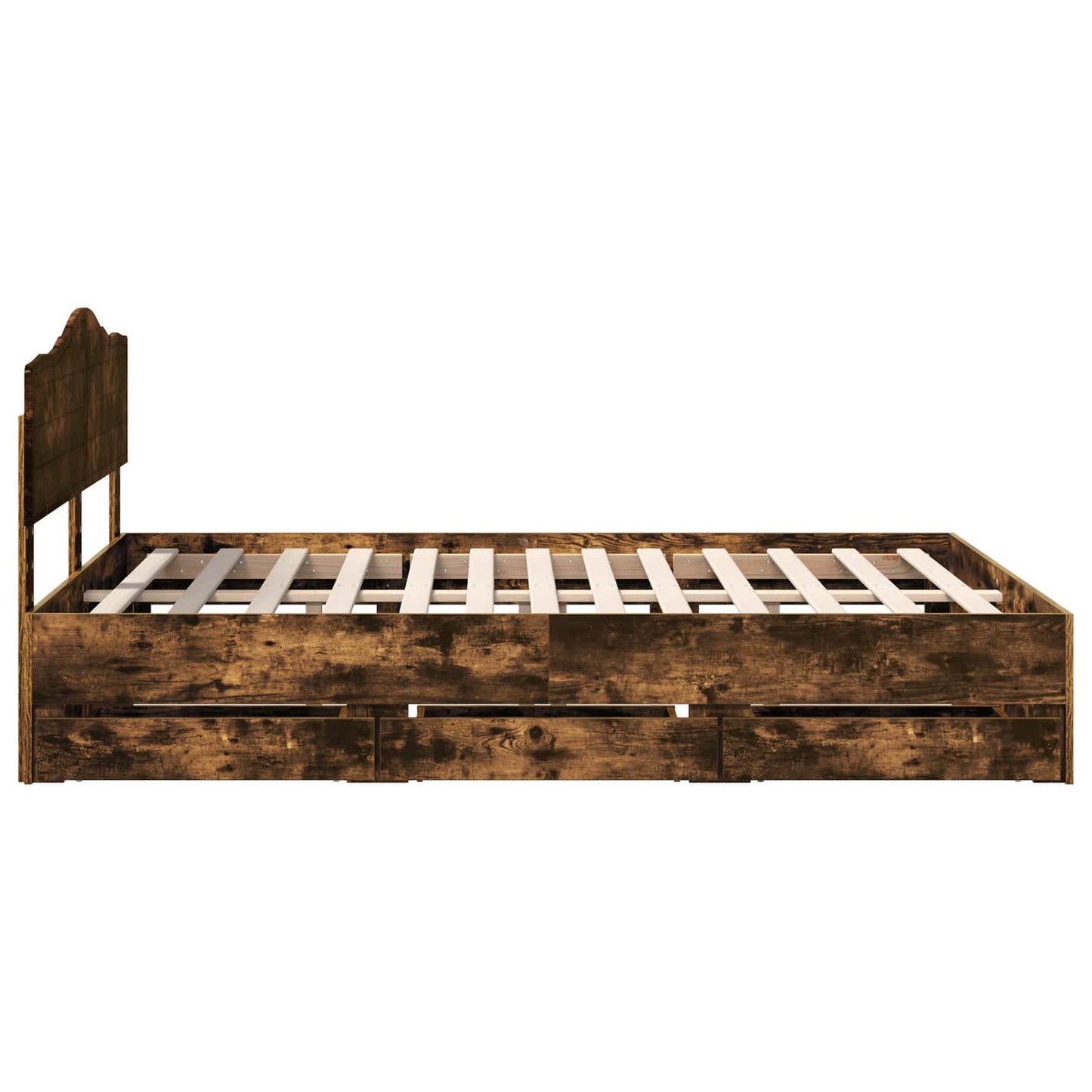 vidaXL Σκελετός Κρεβατιού Καπνιστό Δρύς 140 x 190 cm Μηχανήματος Ξύλο