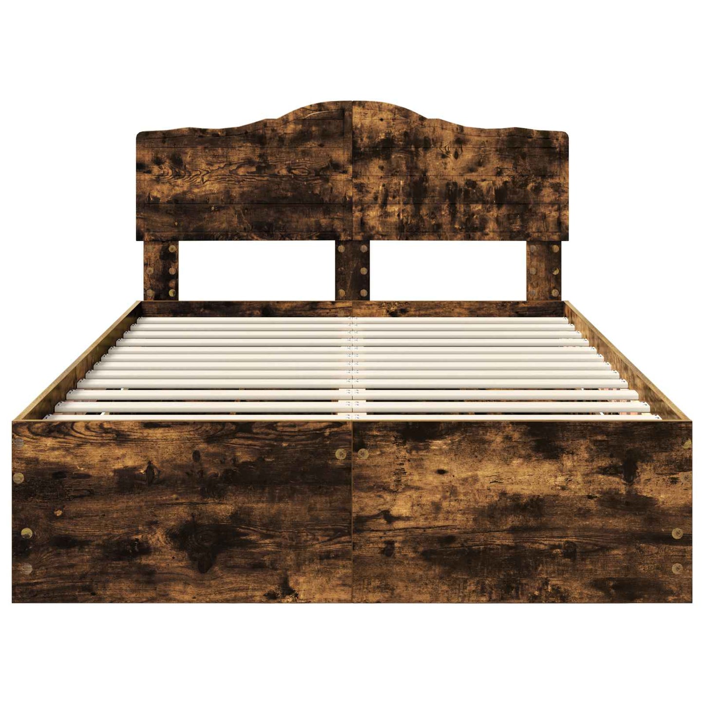 vidaXL Σκελετός Κρεβατιού Καπνιστό Δρύς 135 x 190 cm Μηχανήματος Ξύλο
