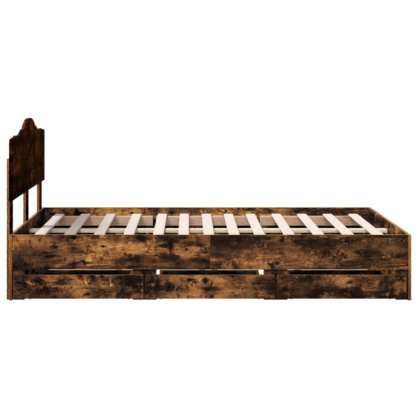 vidaXL Σκελετός Κρεβατιού Καπνιστό Δρύς 135 x 190 cm Μηχανήματος Ξύλο