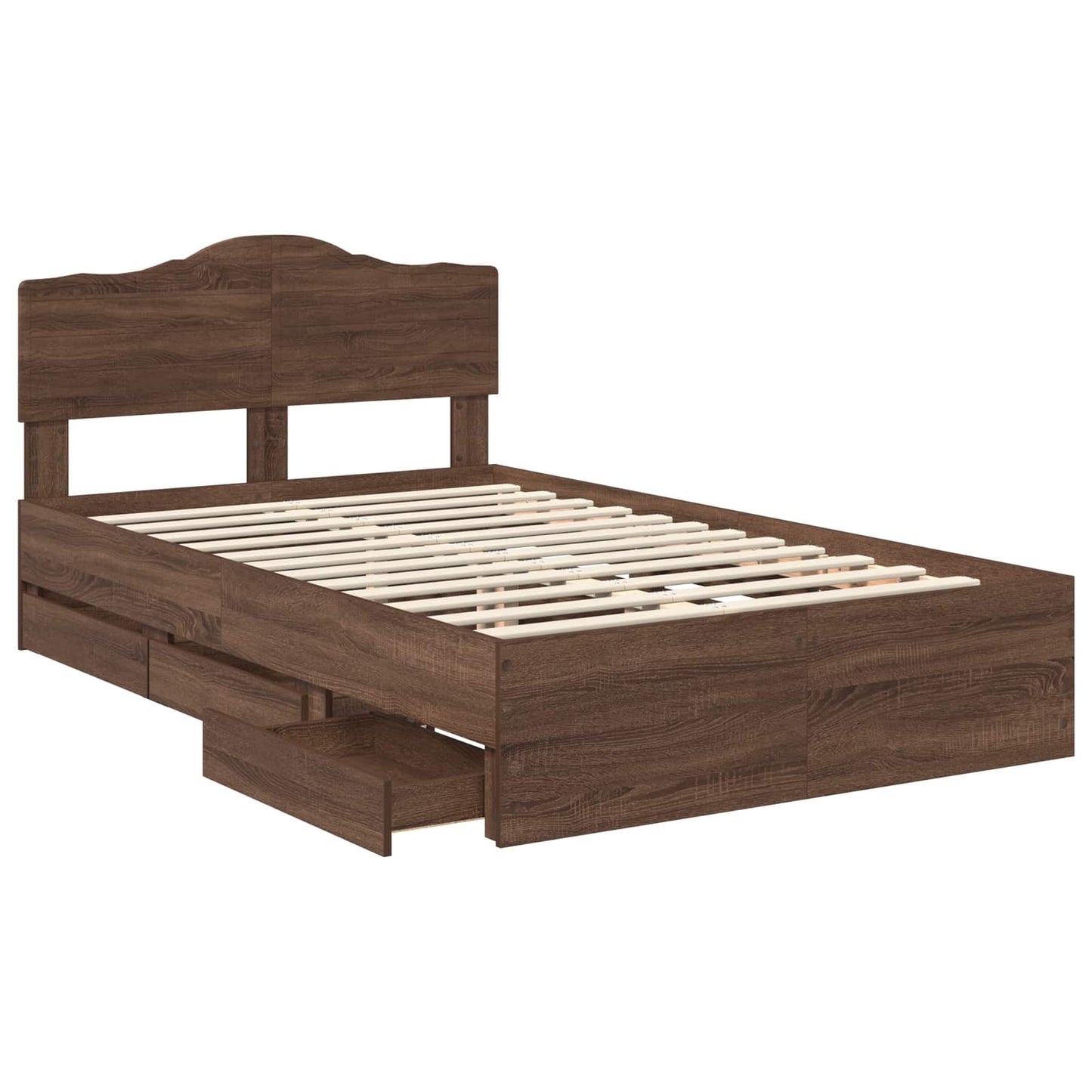 vidaXL Σκελετός Κρεβατιού Καφέ δρυς 135 x 190 cm Μηχανήματος Ξύλο