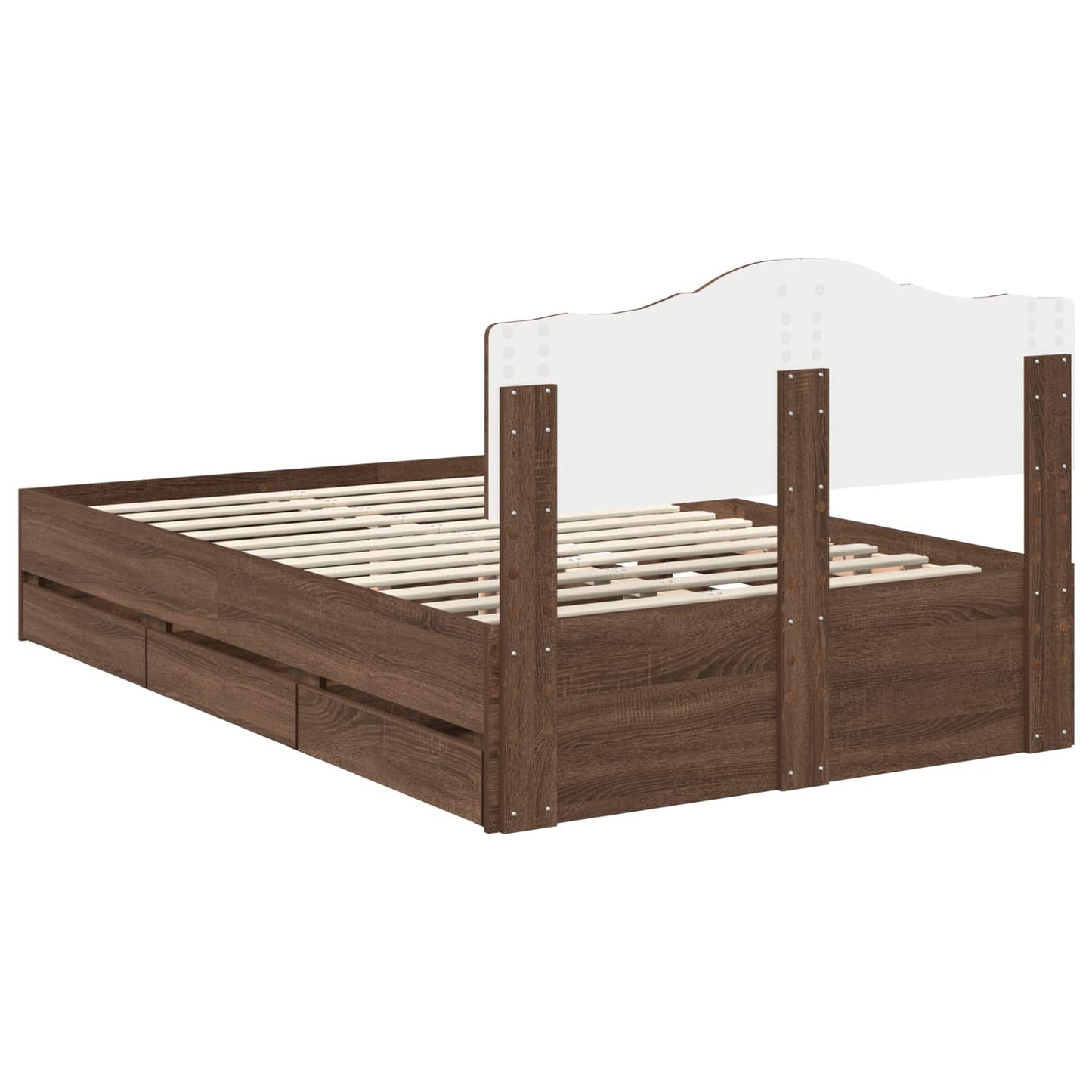 vidaXL Σκελετός Κρεβατιού Καφέ δρυς 135 x 190 cm Μηχανήματος Ξύλο