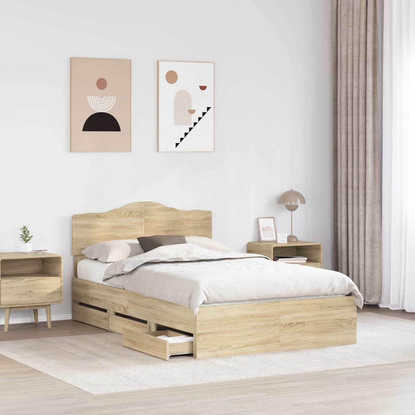 vidaXL Σκελετός Κρεβατιού Δρύς Sonoma 120 x 200 cm Μηχανήματος Ξύλο