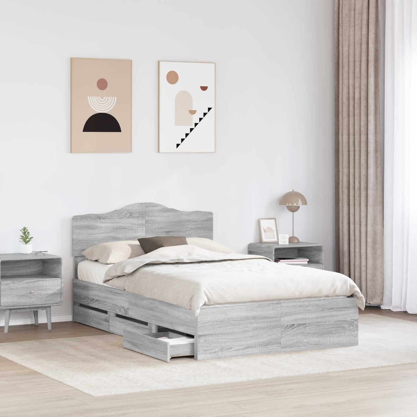 vidaXL Σκελετός Κρεβατιού Γκρίζο Σονομα 120 x 190 cm Μηχανήματος Ξύλο