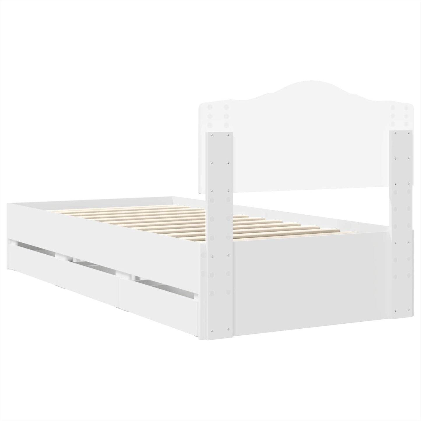 vidaXL Σκελετός Κρεβατιού Λευκό 90 x 190 cm Μηχανήματος Ξύλο