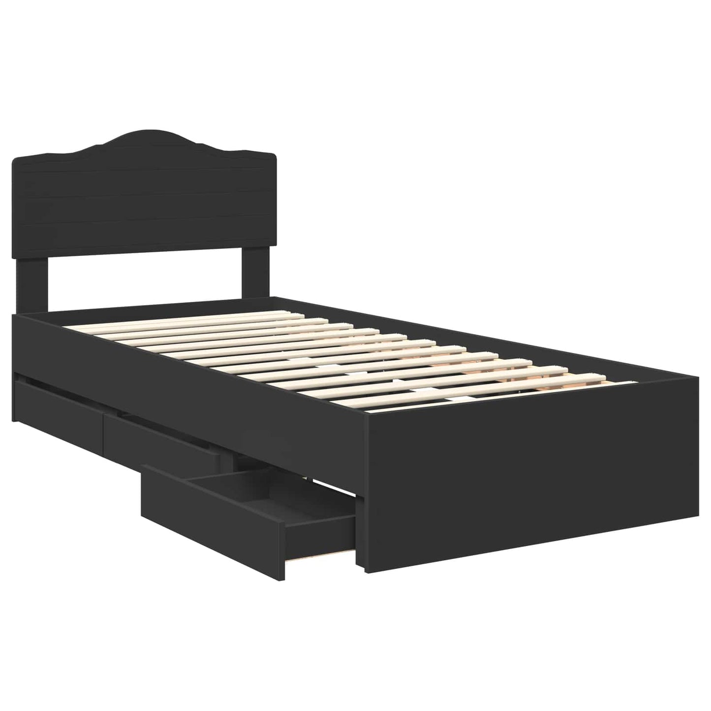 vidaXL Σκελετός Κρεβατιού Μαύρο 90 x 190 cm Μηχανήματος Ξύλο