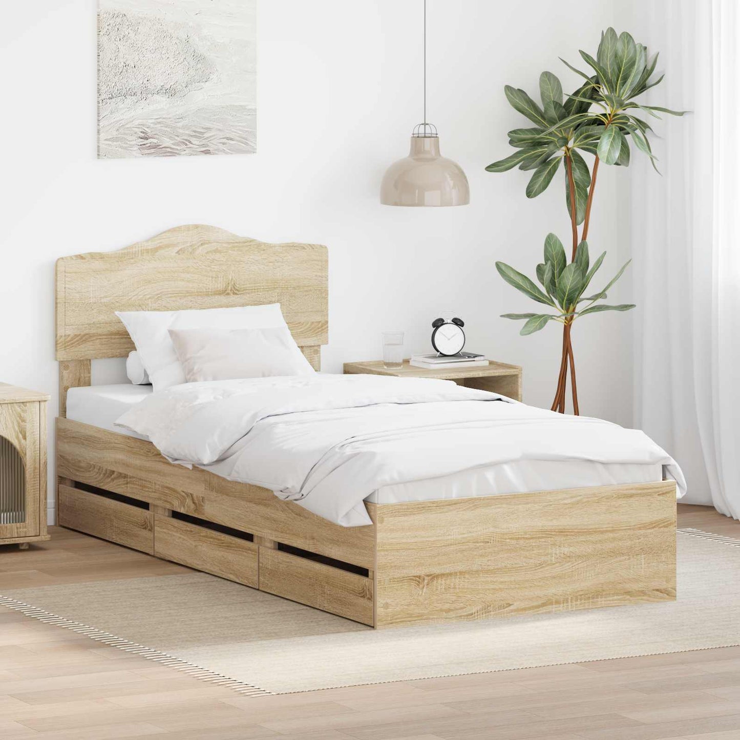 vidaXL Σκελετός Κρεβατιού Δρύς Sonoma 90 x 200 cm Μηχανήματος Ξύλο