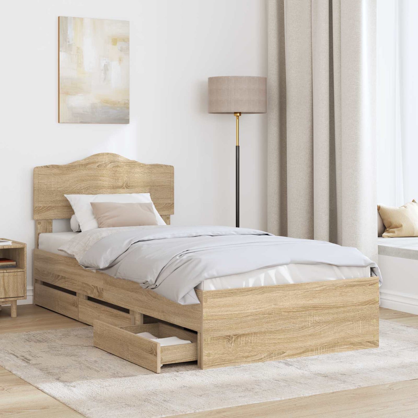 vidaXL Σκελετός Κρεβατιού Δρύς Sonoma 90 x 200 cm Μηχανήματος Ξύλο