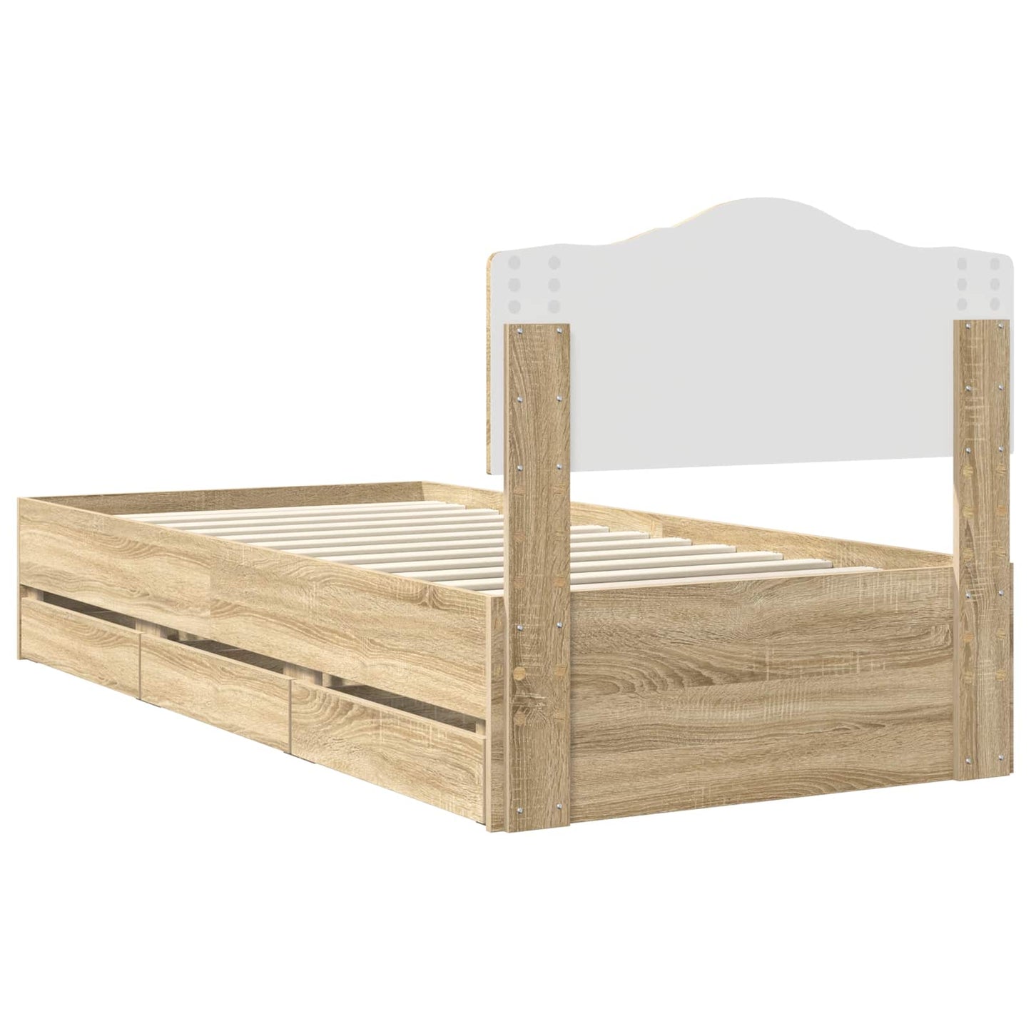 vidaXL Σκελετός Κρεβατιού Δρύς Sonoma 90 x 200 cm Μηχανήματος Ξύλο