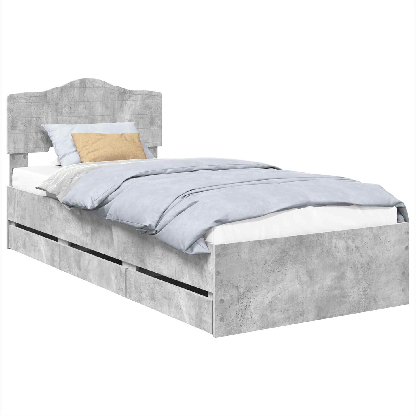 vidaXL Σκελετός Κρεβατιού Σκυρόδεμα Γκρι 90 x 190 cm Μηχανήματος Ξύλο