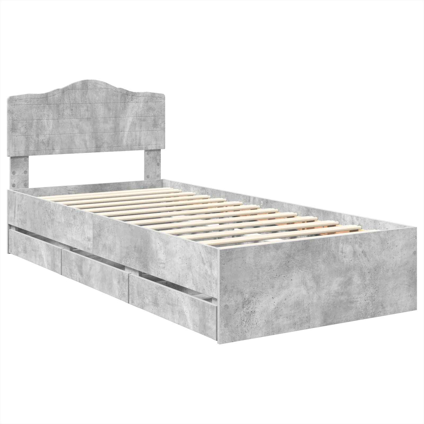 vidaXL Σκελετός Κρεβατιού Σκυρόδεμα Γκρι 90 x 200 cm Μηχανήματος Ξύλο