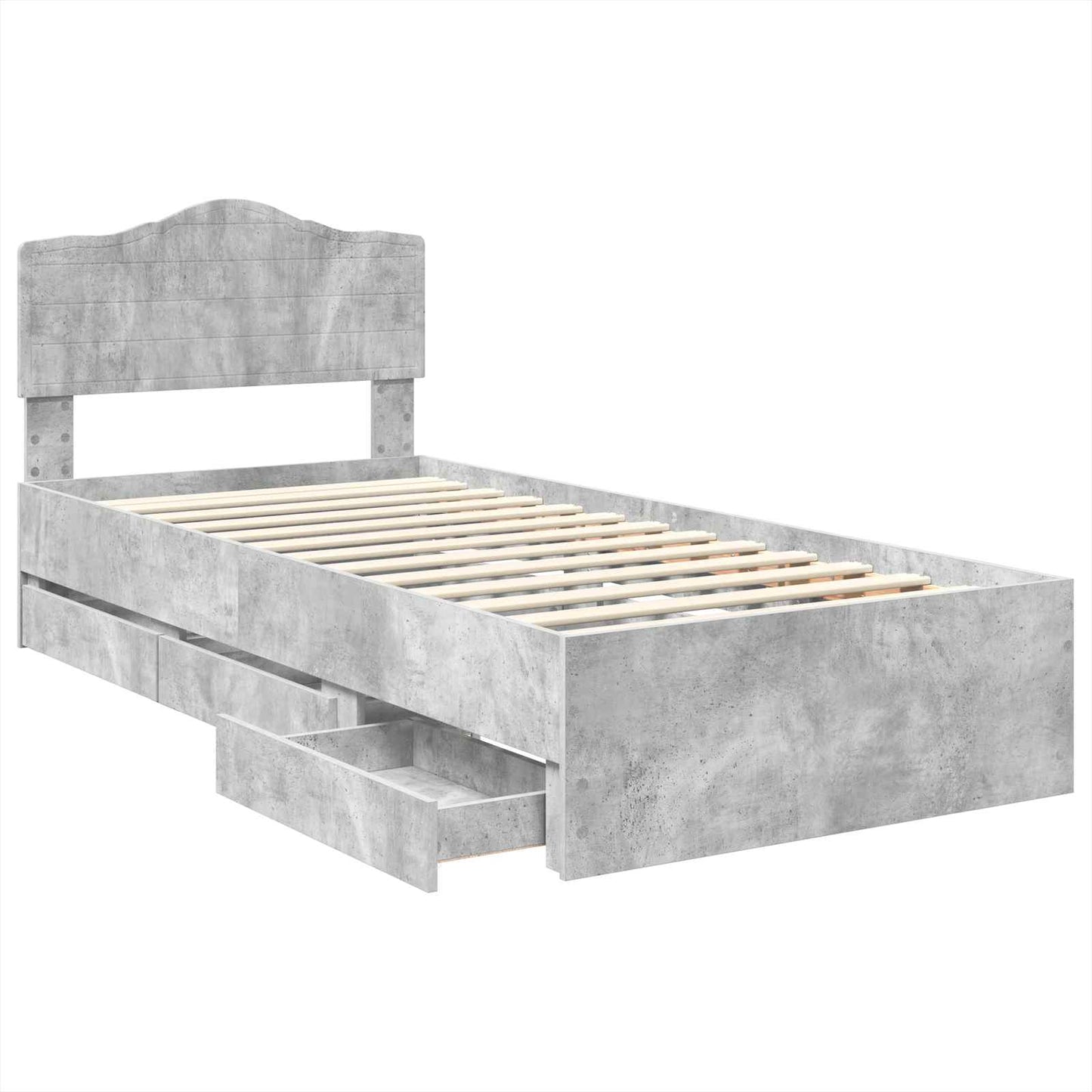 vidaXL Σκελετός Κρεβατιού Σκυρόδεμα Γκρι 90 x 200 cm Μηχανήματος Ξύλο