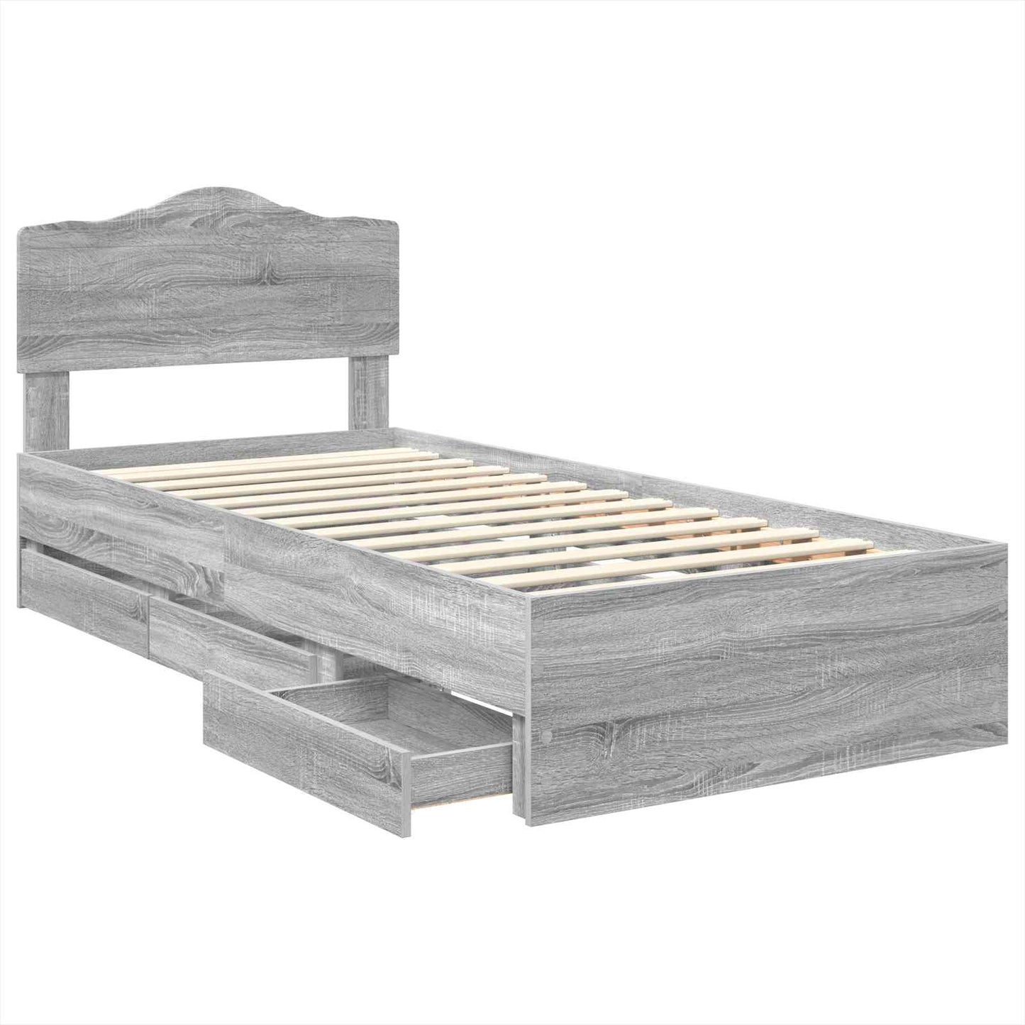 vidaXL Σκελετός Κρεβατιού Γκρίζο Σονομα 90 x 190 cm Μηχανήματος Ξύλο