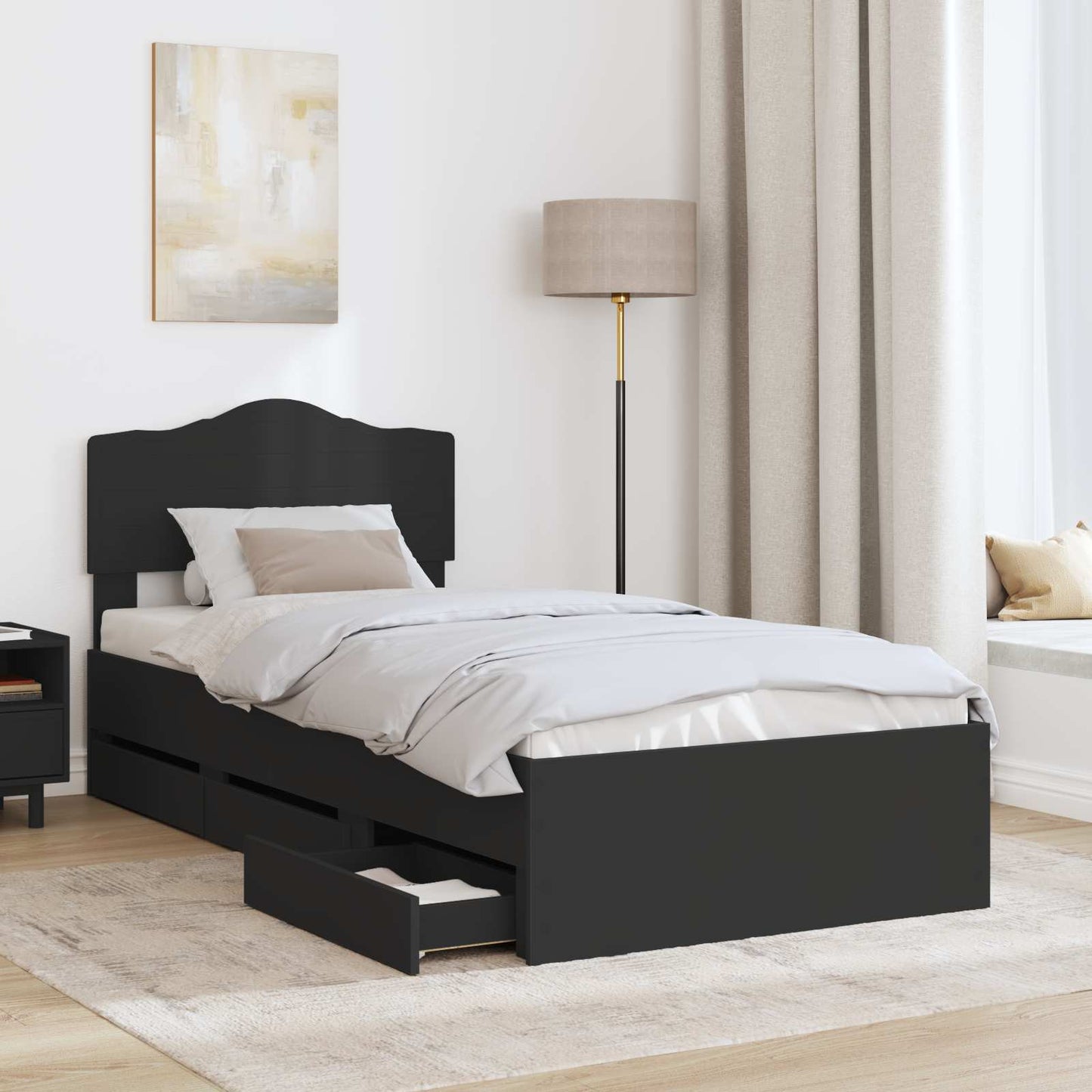 vidaXL Σκελετός Κρεβατιού Μαύρο 75 x 190 cm Μηχανήματος Ξύλο