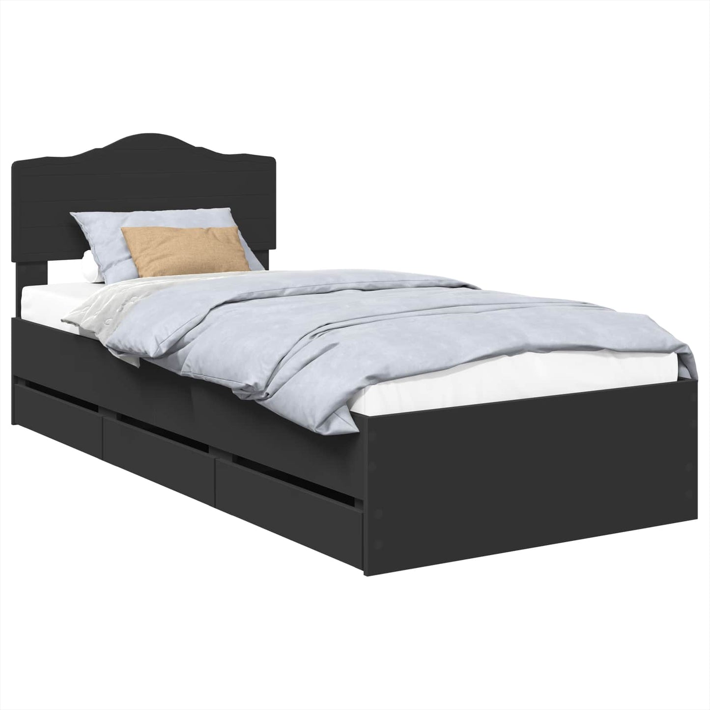 vidaXL Σκελετός Κρεβατιού Μαύρο 75 x 190 cm Μηχανήματος Ξύλο