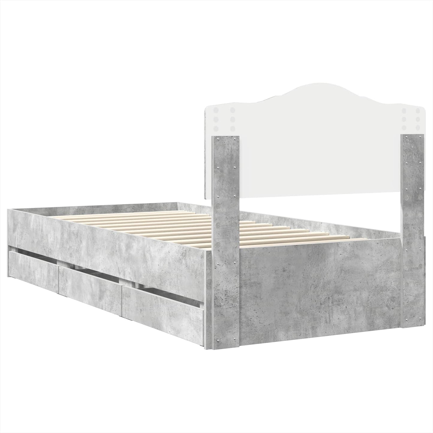 vidaXL Σκελετός Κρεβατιού Σκυρόδεμα Γκρι 75 x 190 cm Μηχανήματος Ξύλο