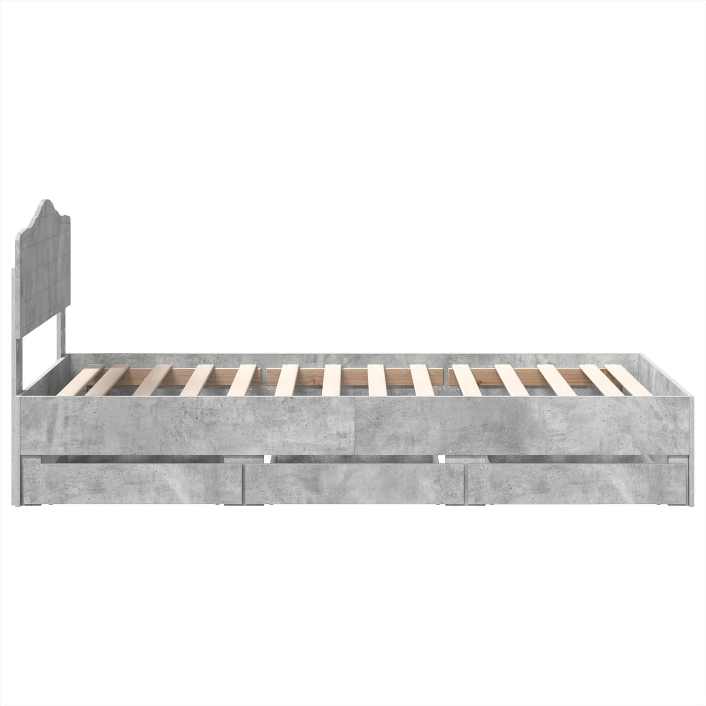 vidaXL Σκελετός Κρεβατιού Σκυρόδεμα Γκρι 75 x 190 cm Μηχανήματος Ξύλο