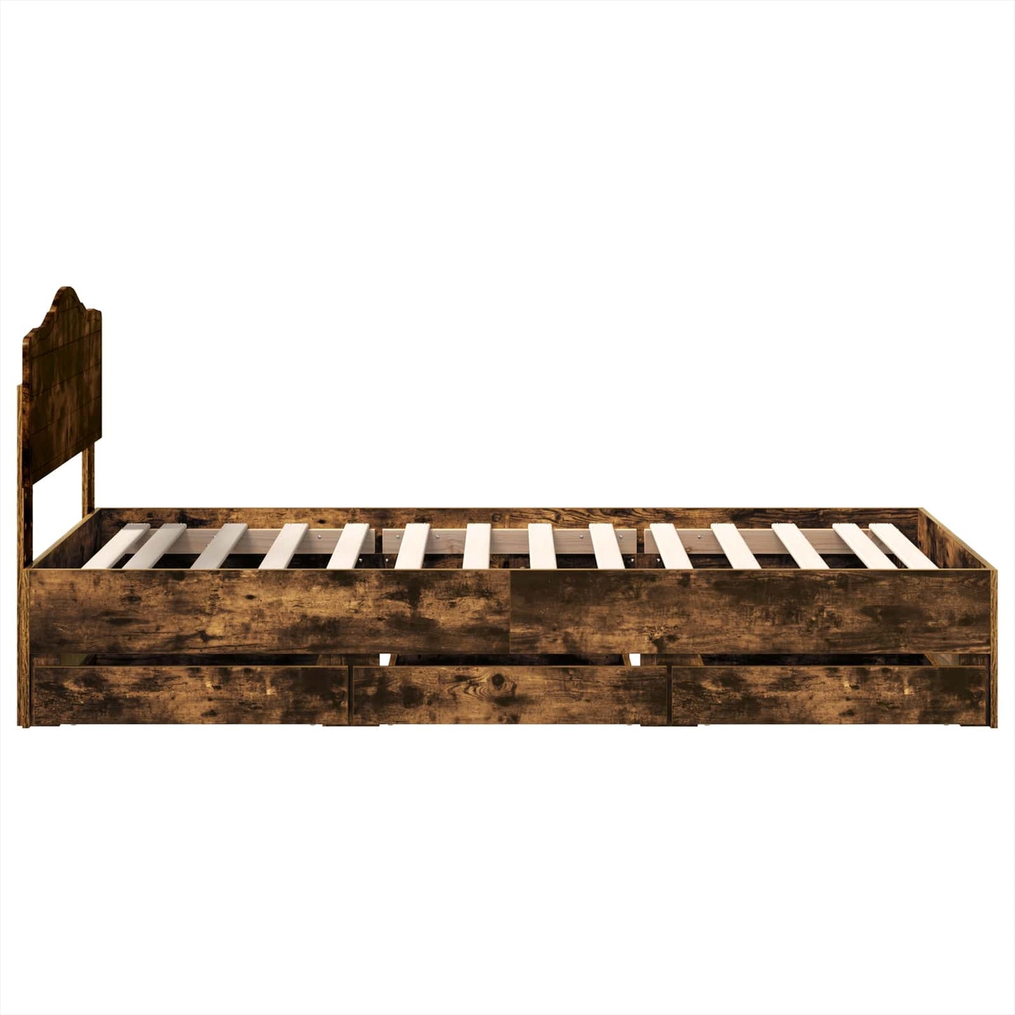 vidaXL Σκελετός Κρεβατιού Καπνιστό Δρύς 75 x 190 cm Μηχανήματος Ξύλο