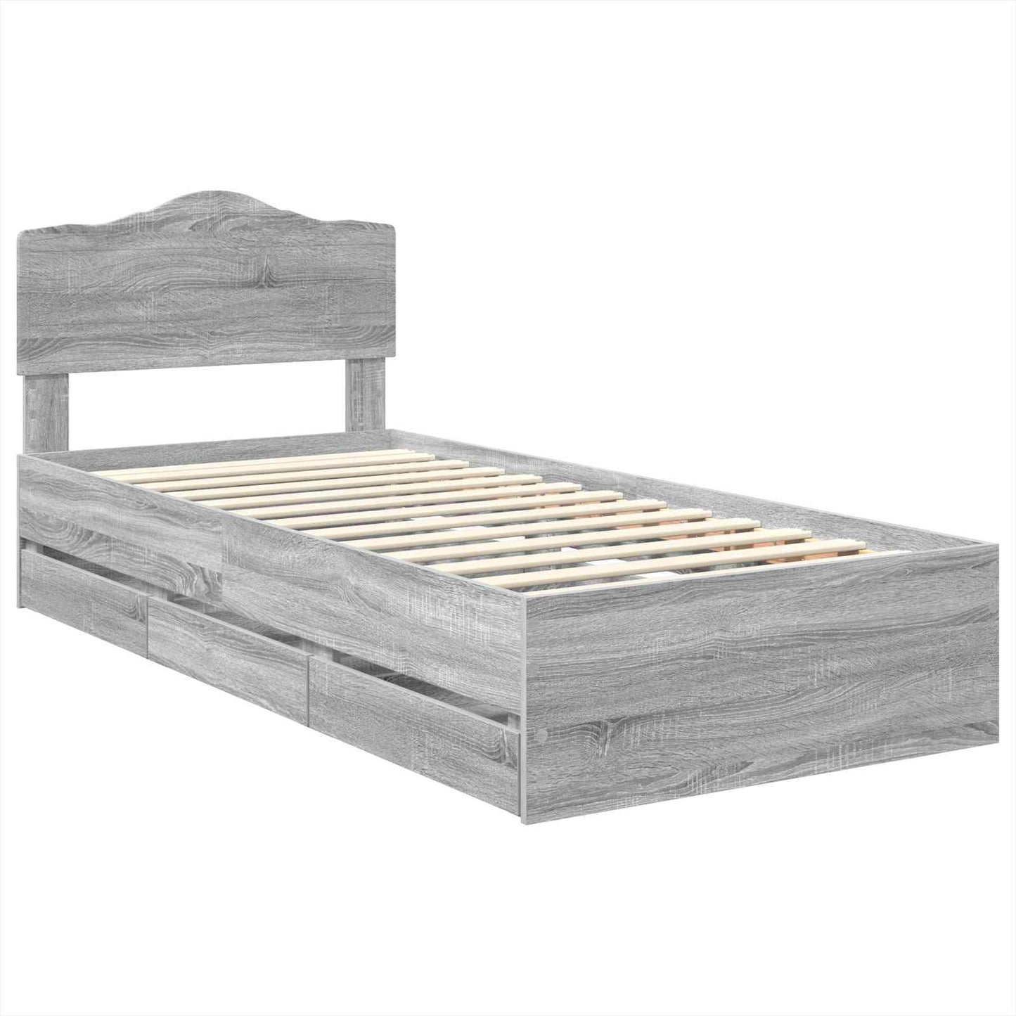 vidaXL Σκελετός Κρεβατιού Γκρίζο Σονομα 75 x 190 cm Μηχανήματος Ξύλο