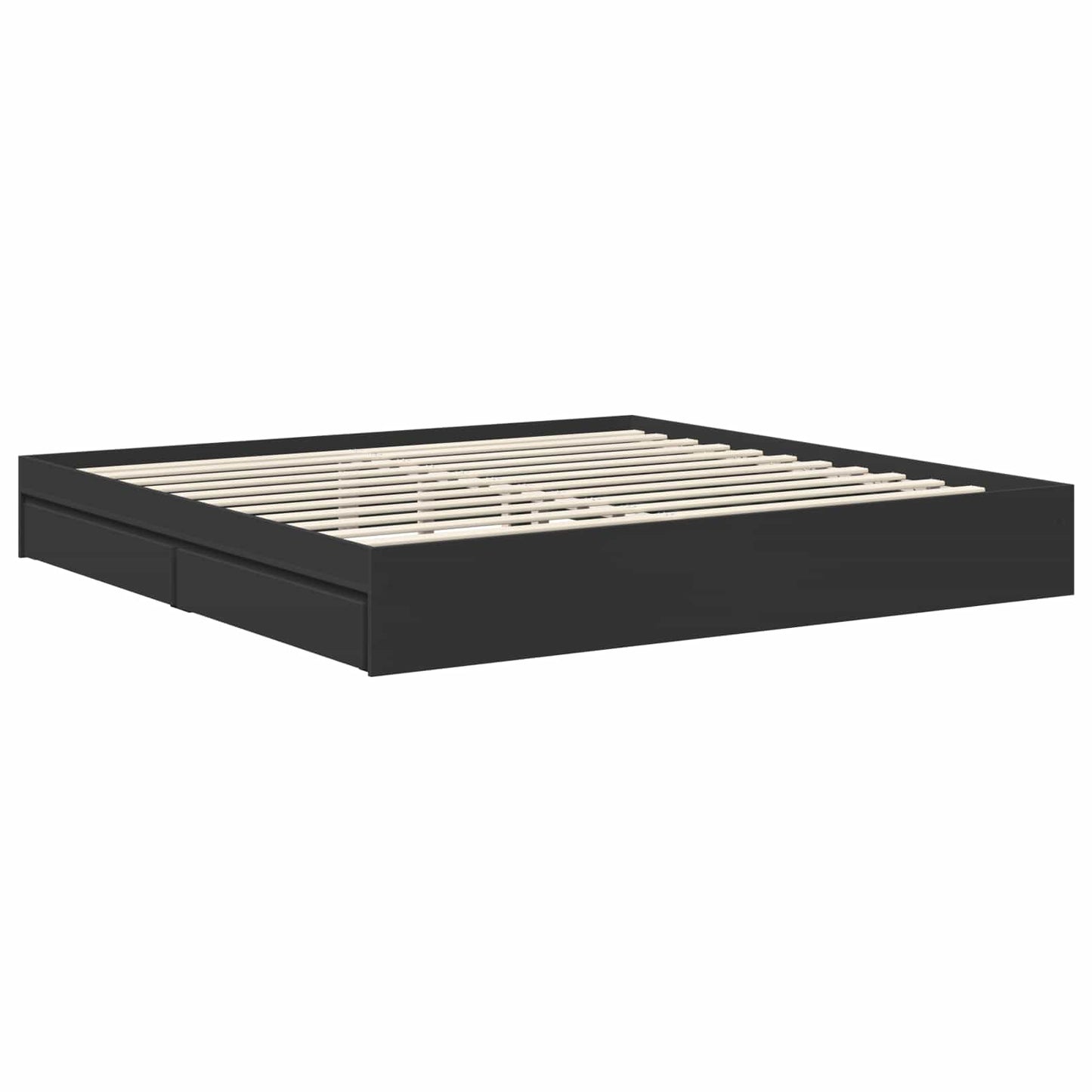 vidaXL Κρεβάτι Αποθήκης Μαύρο 200 x 200 cm Επεξεργασμένο ξύλο