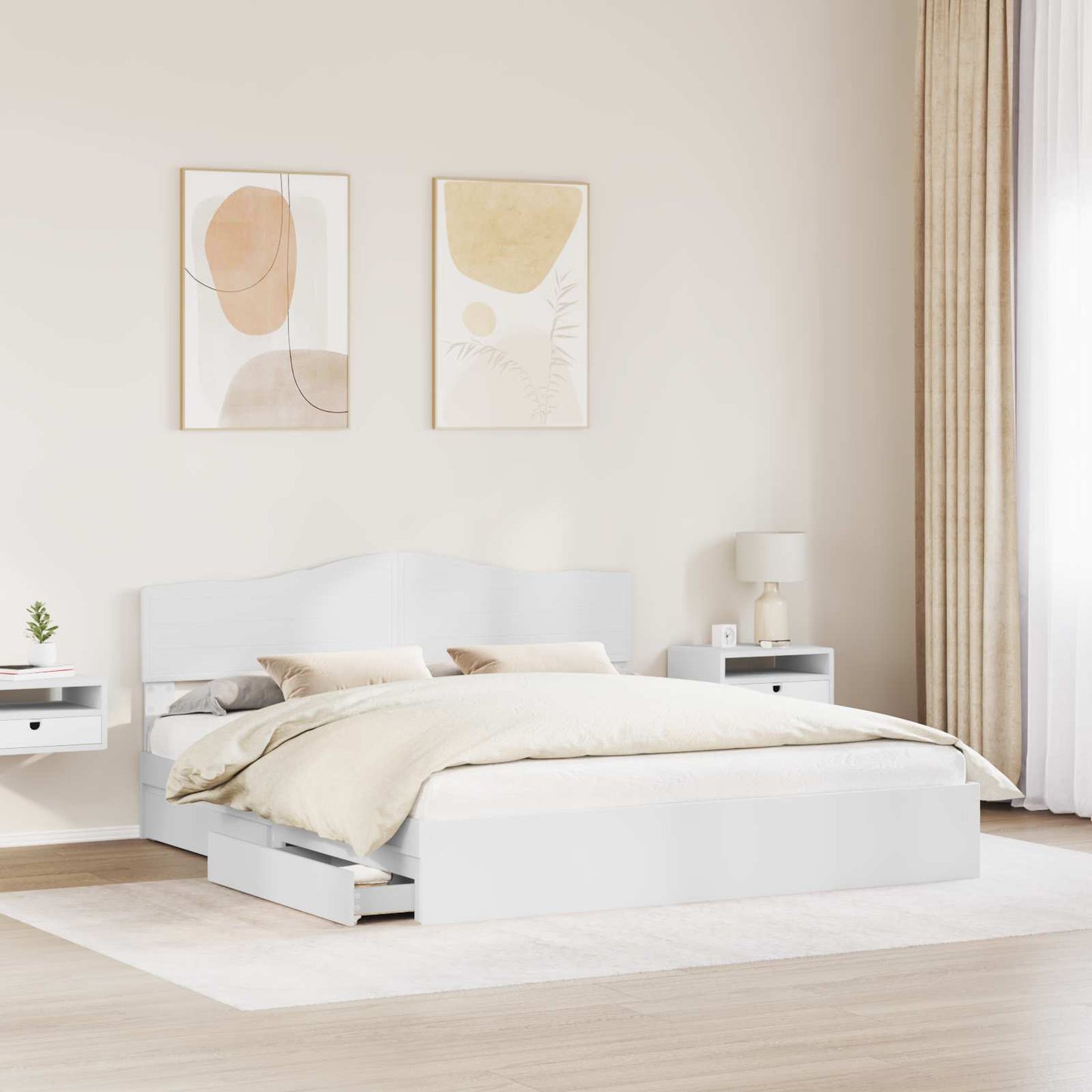 vidaXL Κρεβάτι Αποθήκης Λευκό 180 x 200 cm Επεξεργασμένο ξύλο