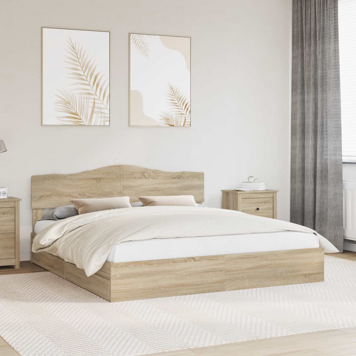 vidaXL Κρεβάτι Αποθήκης Δρύς Sonoma 180 x 200 cm Επεξεργασμένο ξύλο