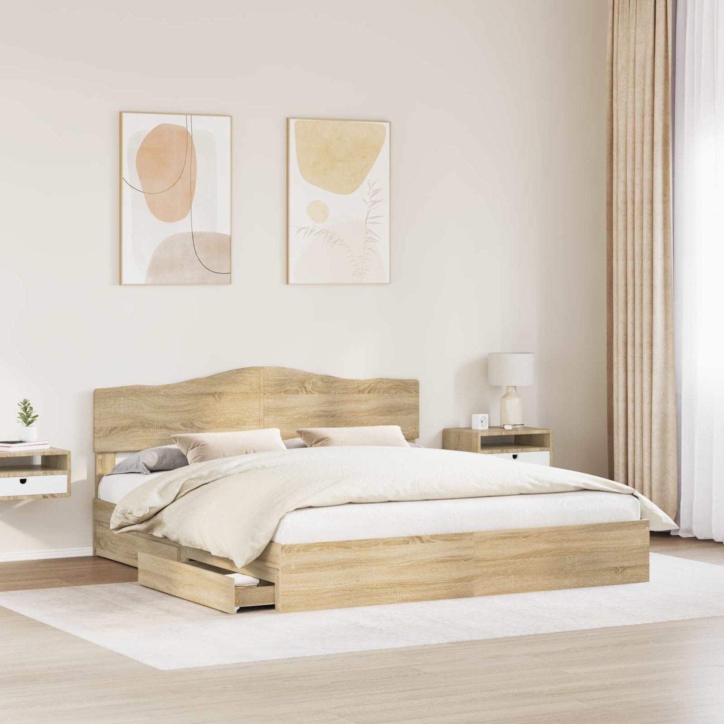vidaXL Κρεβάτι Αποθήκης Δρύς Sonoma 180 x 200 cm Επεξεργασμένο ξύλο