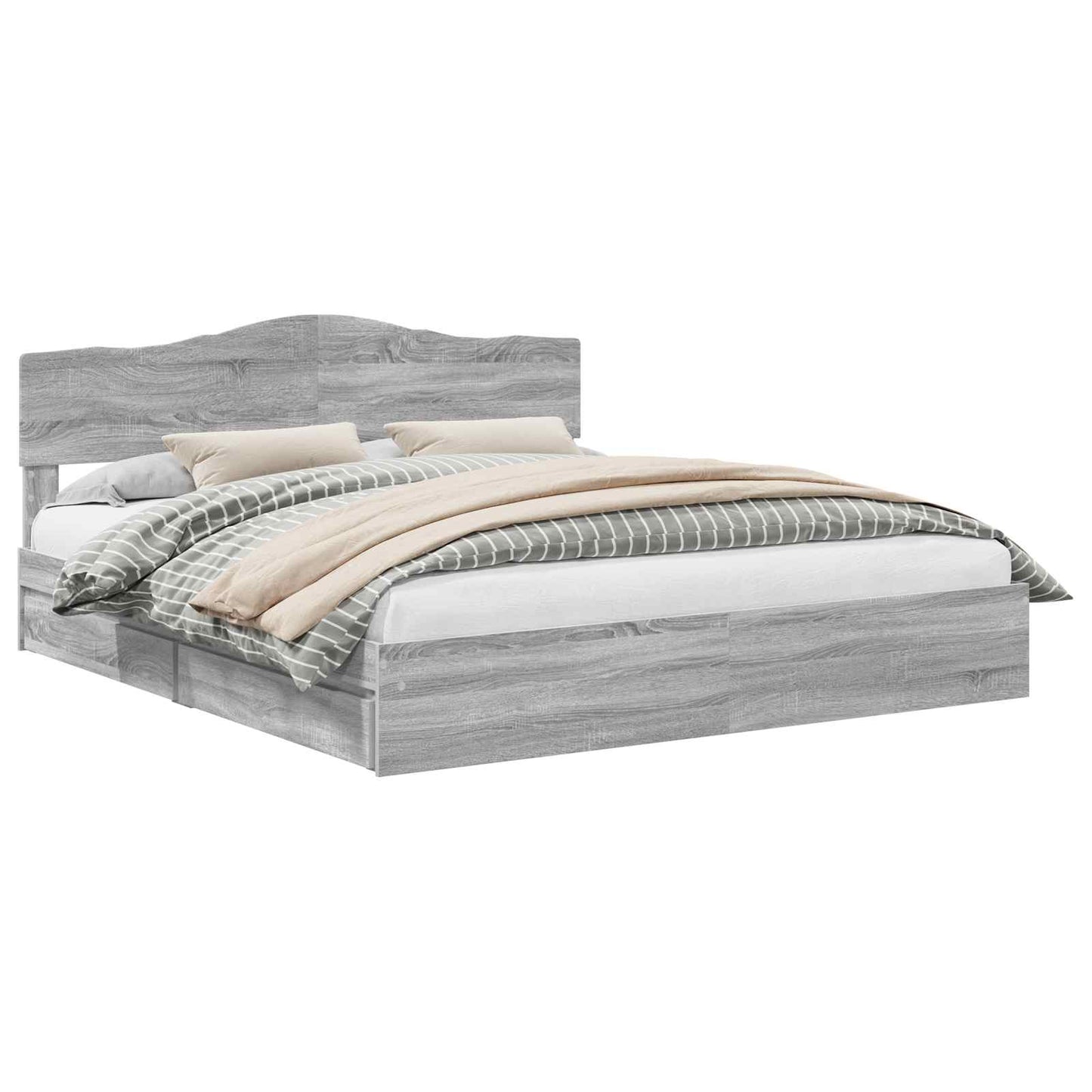 vidaXL Κρεβάτι Αποθήκης Γκρίζο Σονομα 180 x 200 cm Επεξεργασμένο Ξύλο