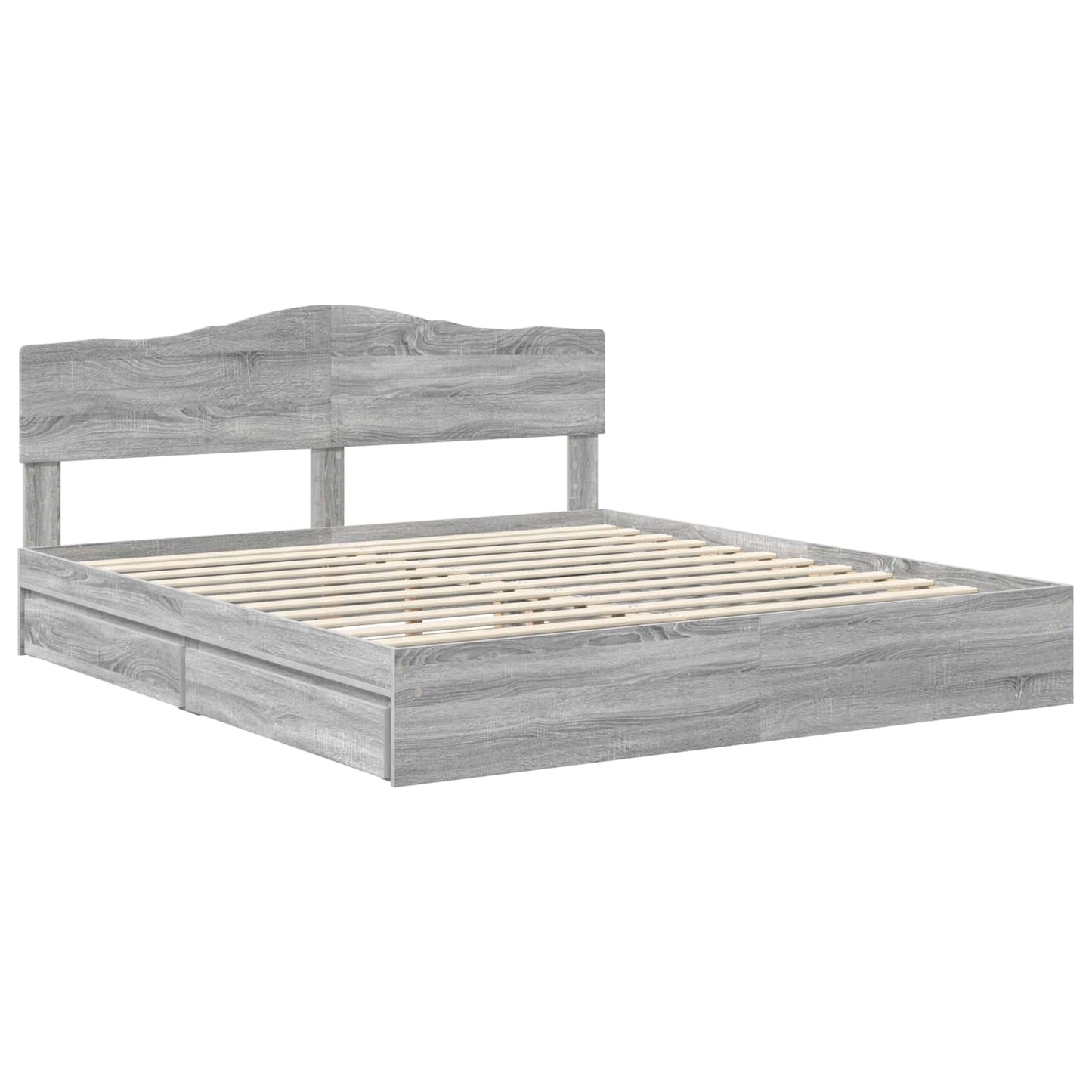 vidaXL Κρεβάτι Αποθήκης Γκρίζο Σονομα 180 x 200 cm Επεξεργασμένο Ξύλο