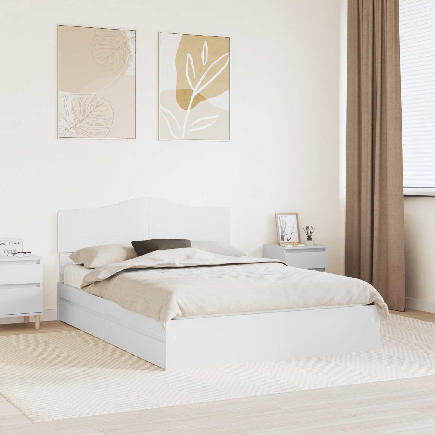 vidaXL Κρεβάτι Αποθήκης Λευκό 160 x 200 cm Επεξεργασμένο ξύλο