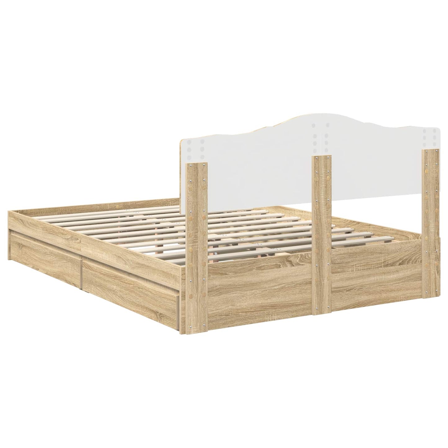 vidaXL Κρεβάτι Αποθήκης Δρύς Sonoma 160 x 200 cm Επεξεργασμένο ξύλο