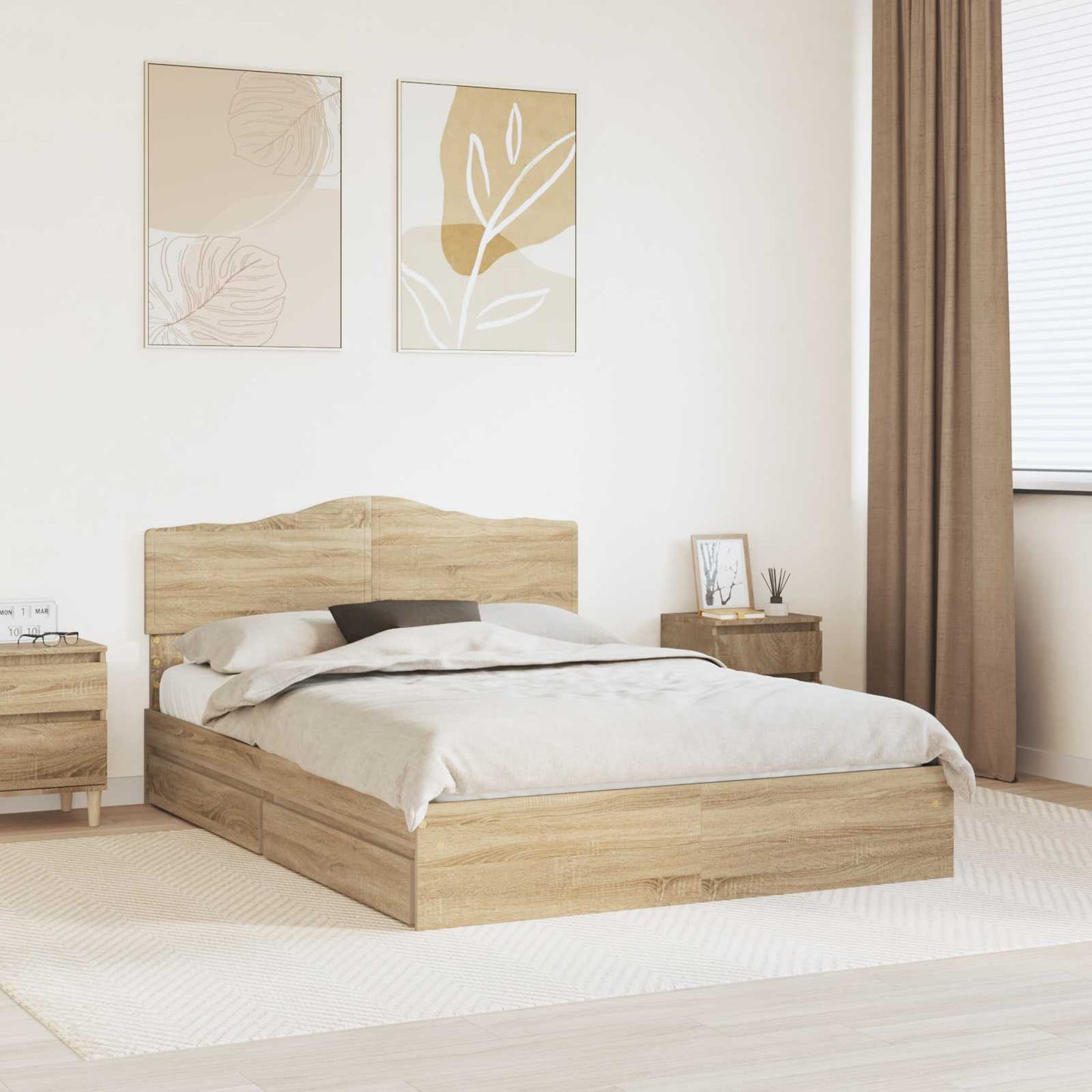 vidaXL Κρεβάτι Αποθήκης Δρύς Sonoma 150 x 200 cm Επεξεργασμένο ξύλο