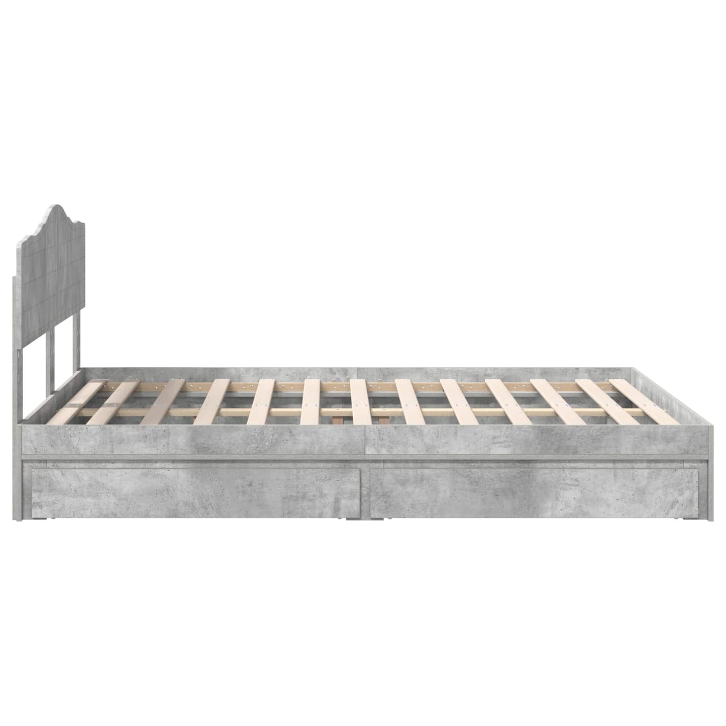 vidaXL Κρεβάτι Αποθήκης Σκυρόδεμα Γκρι 150 x 200 cm Επεξεργασμένο ξύλο