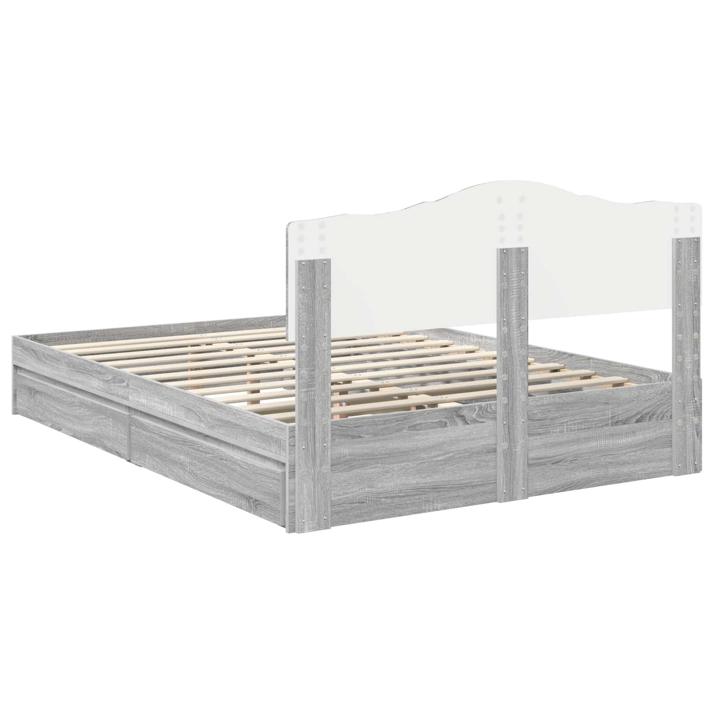vidaXL Κρεβάτι Αποθήκης Γκρίζο Σονομα 140 x 200 cm Επεξεργασμένο ξύλο