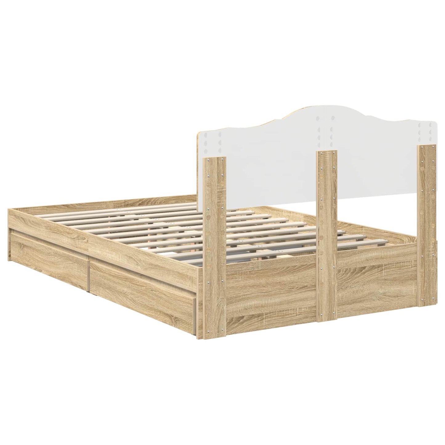 vidaXL Κρεβάτι Αποθήκης Δρύς Sonoma 135 x 190 cm Επεξεργασμένο ξύλο