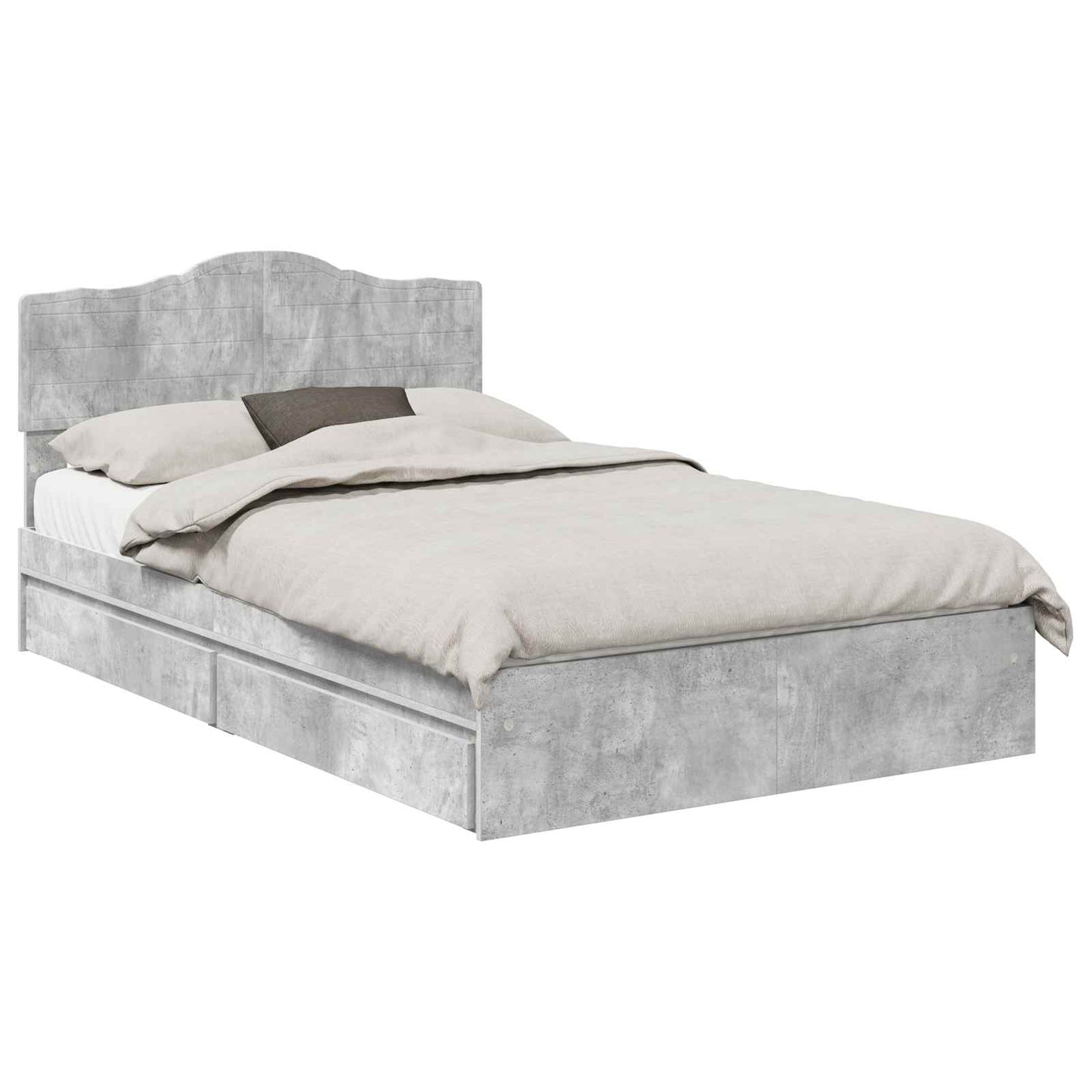 vidaXL Κρεβάτι Αποθήκης Σκυρόδεμα Γκρι 135 x 190 cm Επεξεργασμένο ξύλο