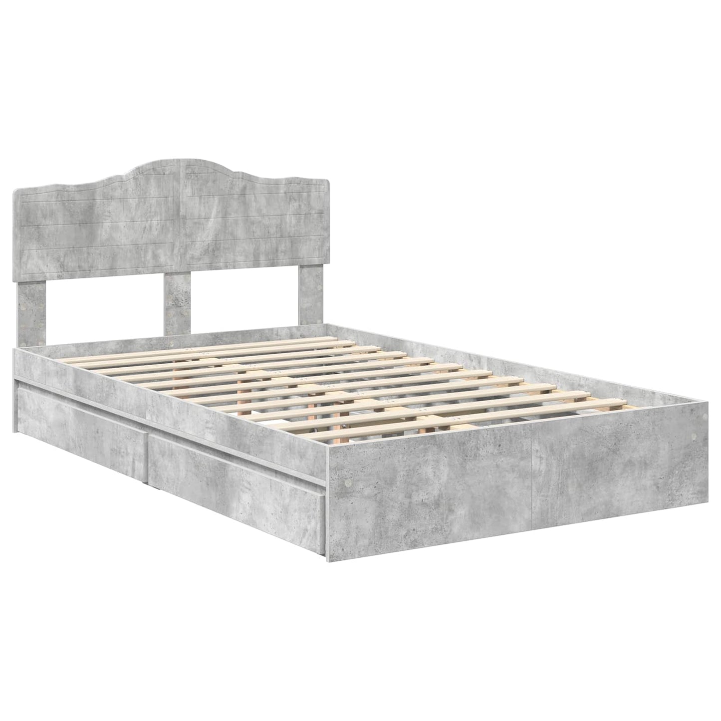 vidaXL Κρεβάτι Αποθήκης Σκυρόδεμα Γκρι 135 x 190 cm Επεξεργασμένο ξύλο