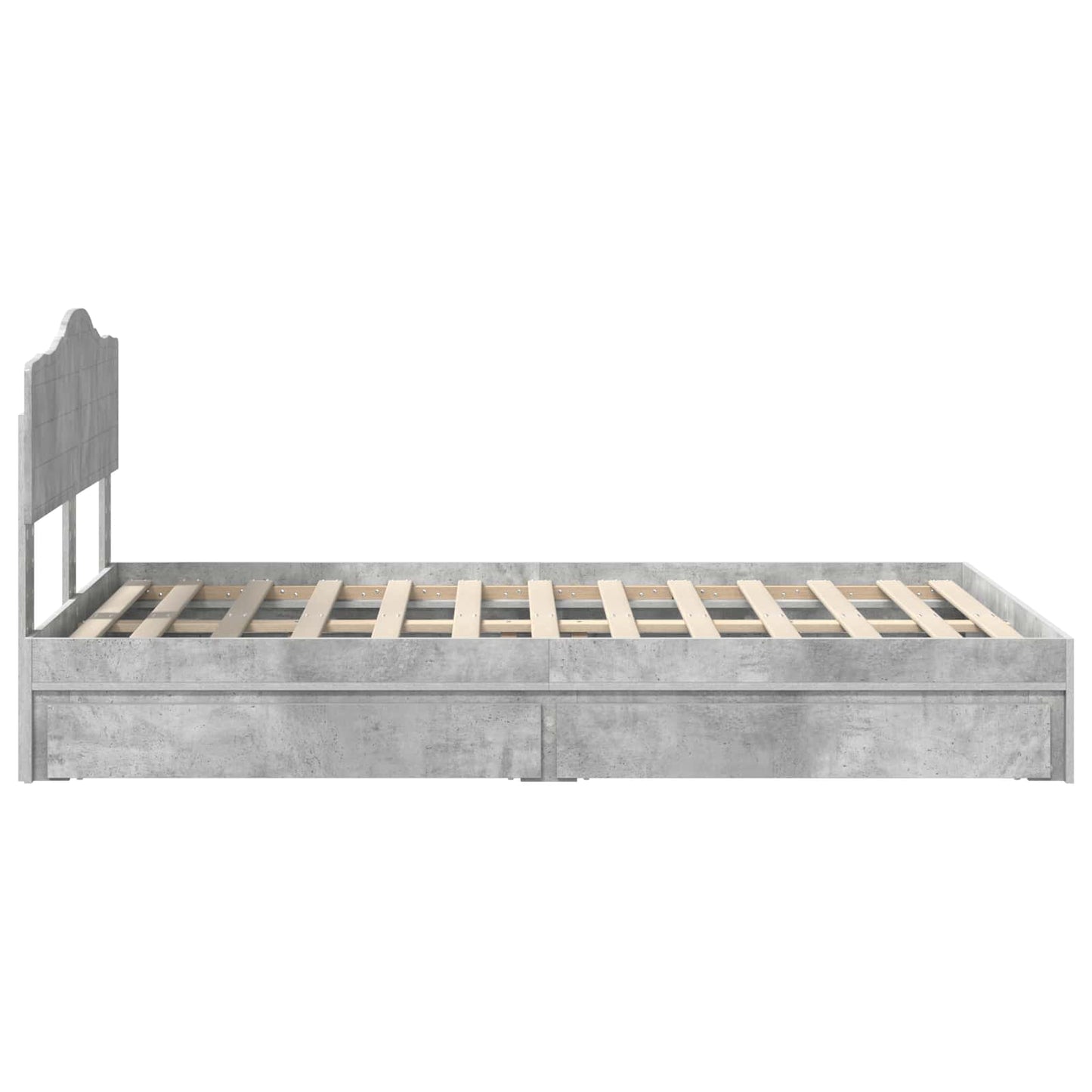 vidaXL Κρεβάτι Αποθήκης Σκυρόδεμα Γκρι 135 x 190 cm Επεξεργασμένο ξύλο