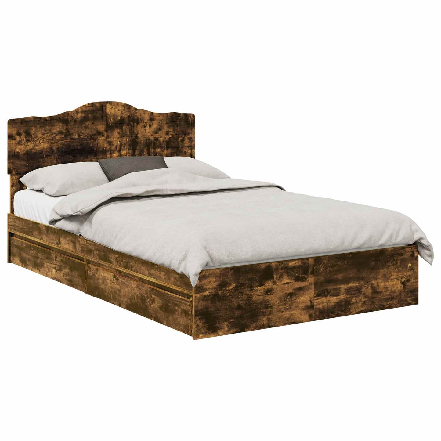 vidaXL Κρεβάτι Αποθήκης Καπνιστό Δρύς 135 x 190 cm Επεξεργασμένο ξύλο