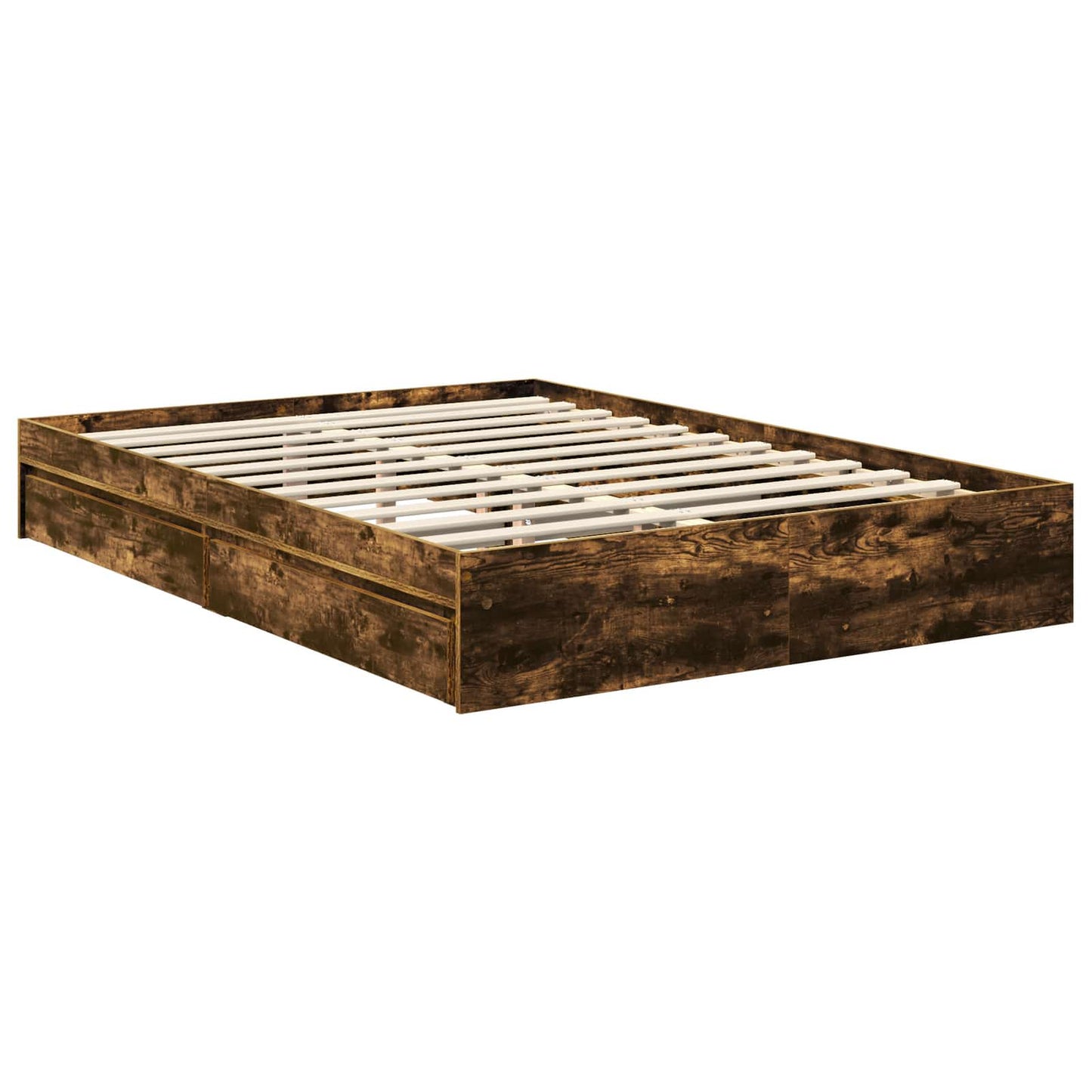 vidaXL Κρεβάτι Αποθήκης Καπνιστό Δρύς 135 x 190 cm Επεξεργασμένο ξύλο