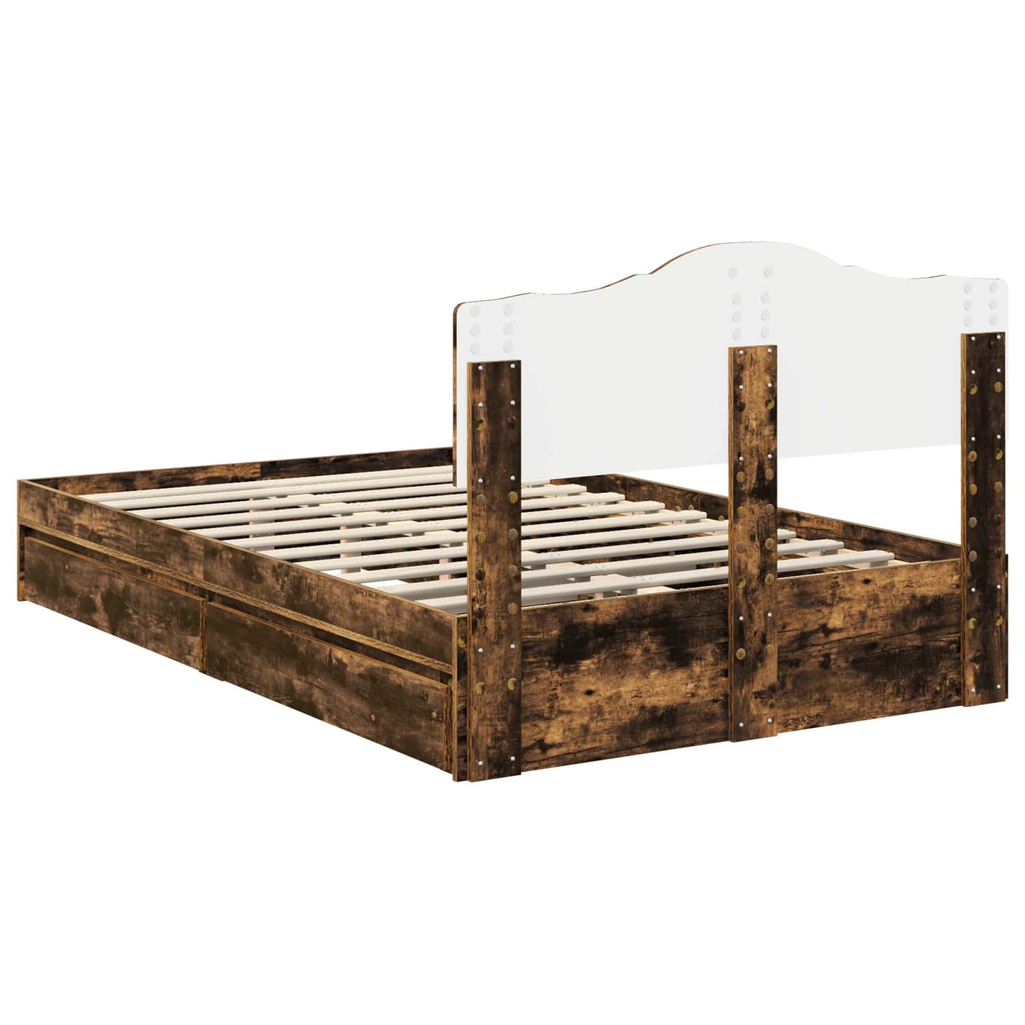vidaXL Κρεβάτι Αποθήκης Καπνιστό Δρύς 135 x 190 cm Επεξεργασμένο ξύλο