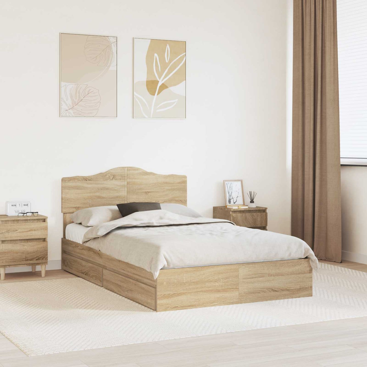 vidaXL Κρεβάτι Αποθήκης Δρύς Sonoma 120 x 200 cm Επεξεργασμένο ξύλο