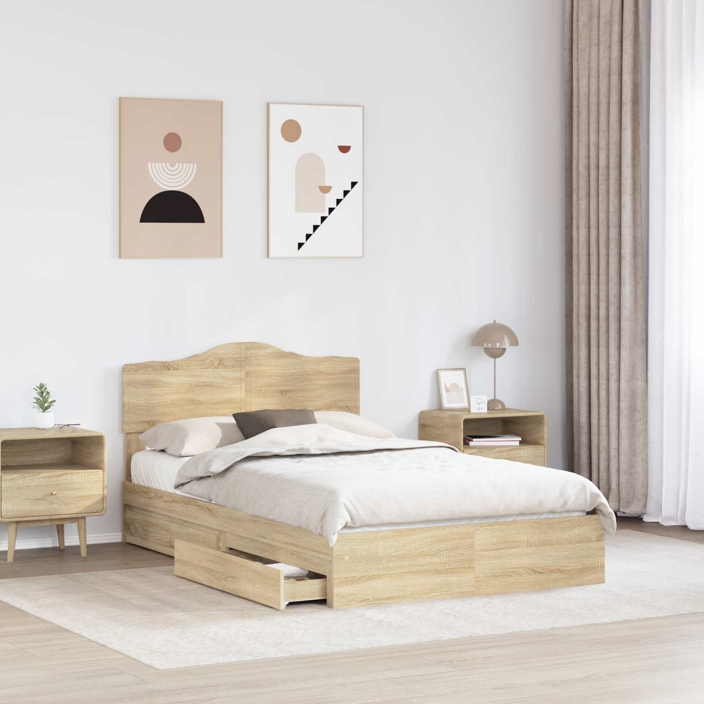 vidaXL Κρεβάτι Αποθήκης Δρύς Sonoma 120 x 200 cm Επεξεργασμένο ξύλο