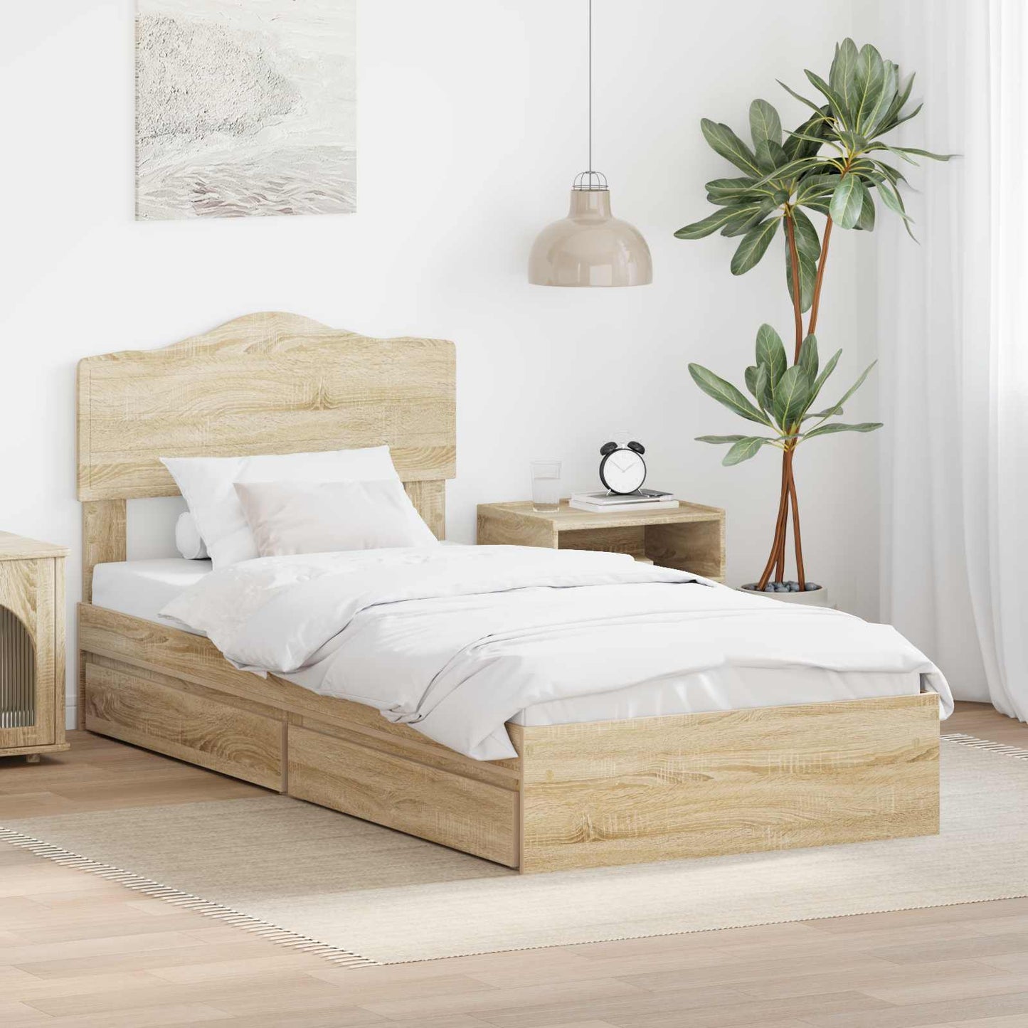 vidaXL Κρεβάτι Αποθήκης Δρύς Sonoma 100 x 200 cm Επεξεργασμένο ξύλο