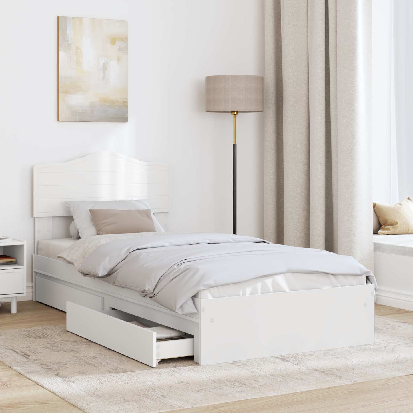 vidaXL Κρεβάτι Αποθήκης Λευκό 90 x 200 cm Επεξεργασμένο ξύλο