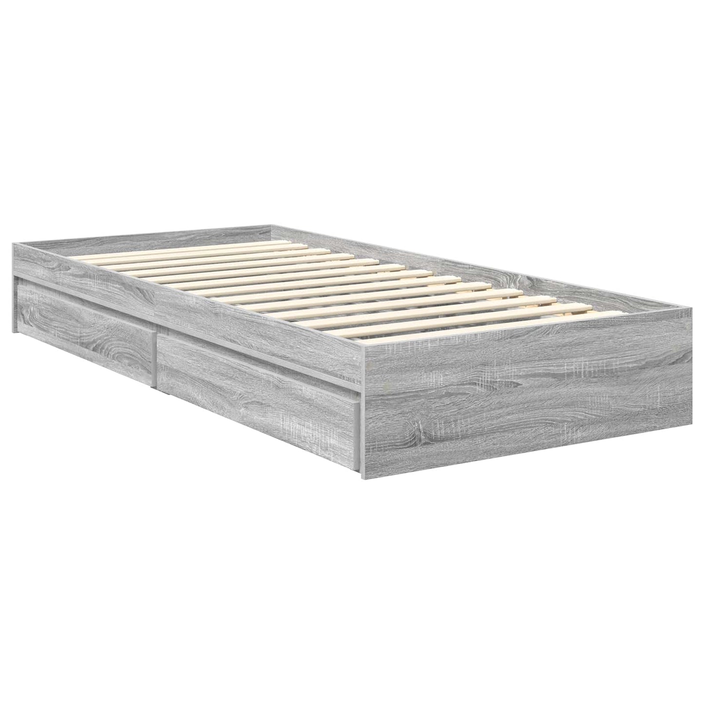 vidaXL Κρεβάτι Αποθήκης Γκρίζο Σονομα 90 x 200 cm Επεξεργασμένο ξύλο