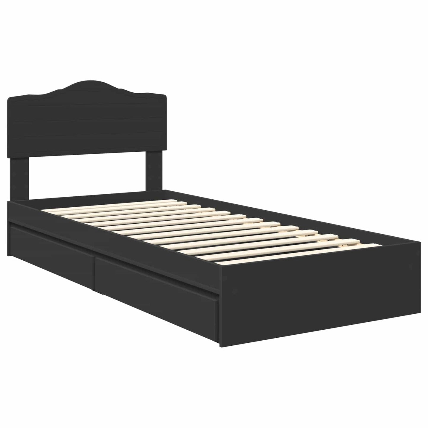 vidaXL Κρεβάτι Αποθήκης Μαύρο 90 x 190 cm Επεξεργασμένο ξύλο